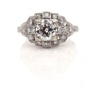 Art Deco 1.45 CTW Filigree Old European Cut Antique Diamond Engagement Ring Platinum GIA
