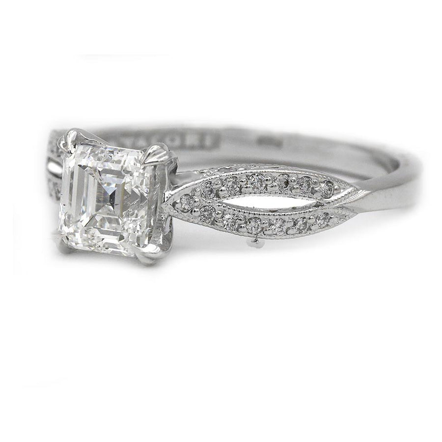 Tacori Asscher Cut Diamond Vintage Engagement Ring .91 Ct GIA E/SI1