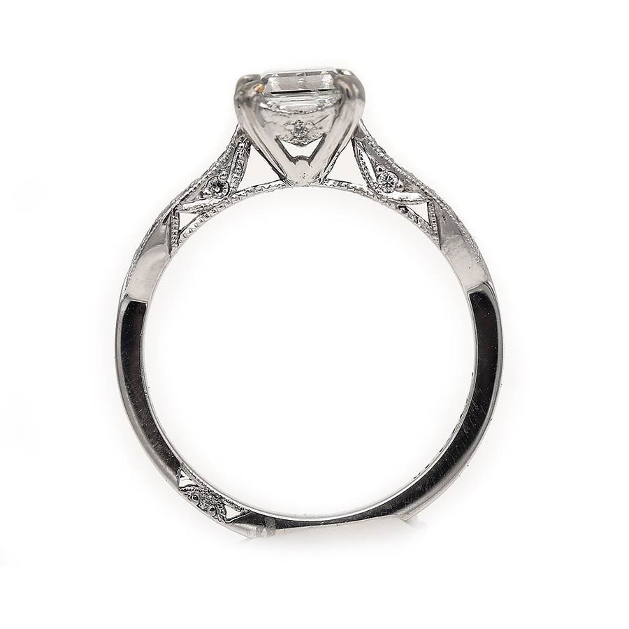 Tacori Asscher Cut Diamond Vintage Engagement Ring .91 Ct GIA E/SI1