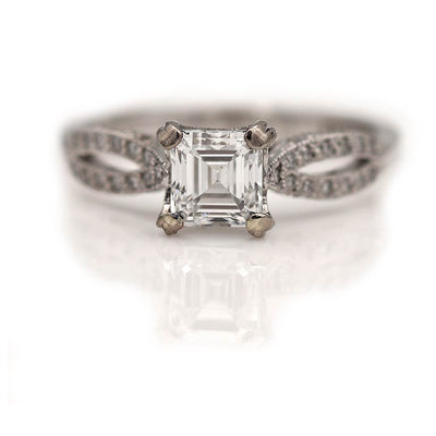 Contemporary 1.05 CTW Tacori Asscher Cut Diamond Split Shank Vintage Engagement Ring GIA E/SI1