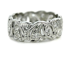 Mid-Century 1.20 CTW Platinum Wide Eternity Vintage Wedding Band - Vintage Diamond Ring
