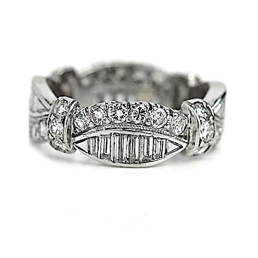 Vintage North-South Baguette & Round Diamond Eternity Band