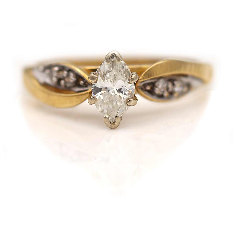 Classic Vintage Marquise Diamond Engagement Ring – Vintage Diamond
