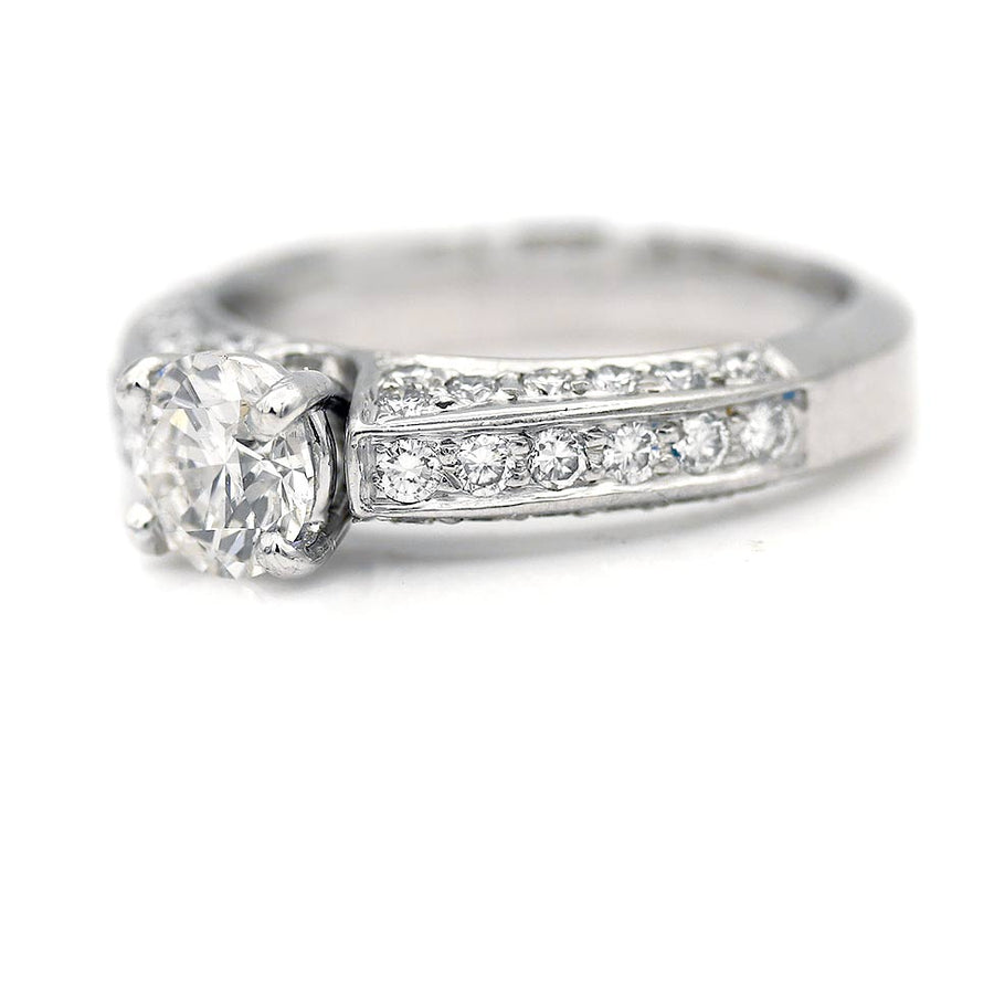 Vintage 1.00 Ct Lab Grown Diamond Engagement Ring in 18K White Gold | IGI F/VS1