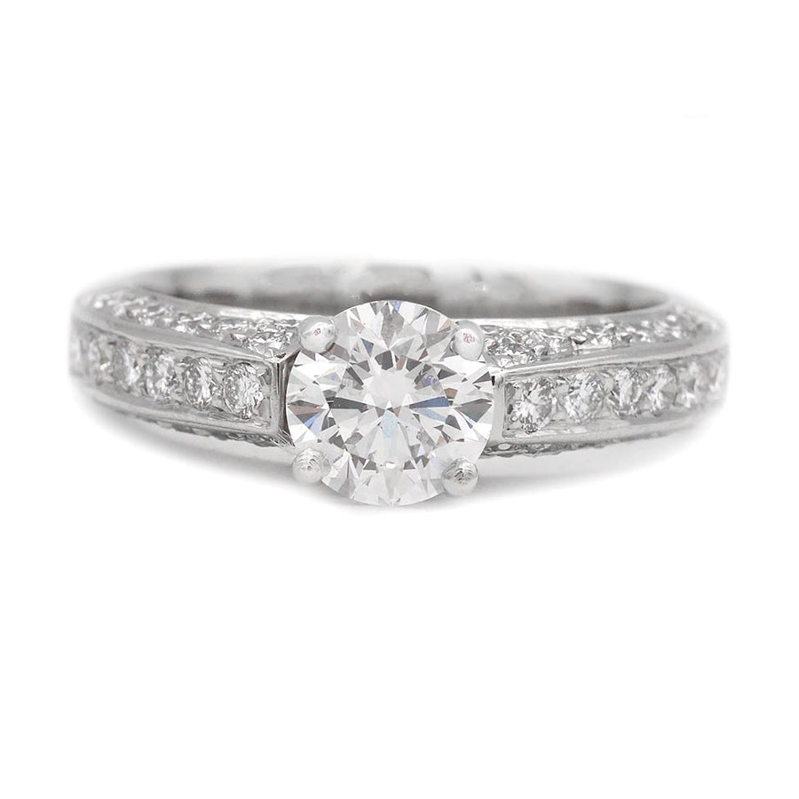 Vintage 1.00 Ct Lab Grown Diamond Engagement Ring in 18K White Gold | IGI F/VS1