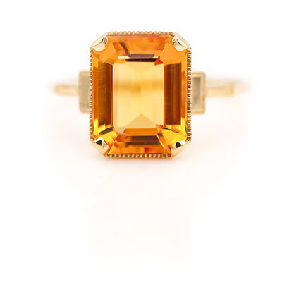 Art Deco 3.07 CTW Style Citrine Solitaire Gemstone Engagement Ring