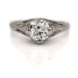 Art Deco 1.12 CTW Old European Cut Diamond Vintage Engagement Ring GIA J/SI1