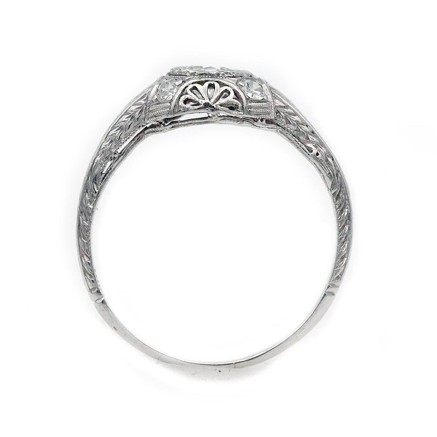 Vintage .35 Ct Bezel Set Old European Cut Diamond Art Deco Engagement Ring