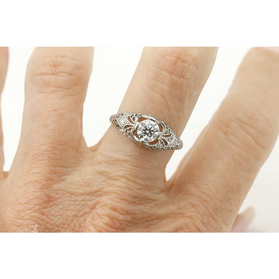 Art Deco Old European Cut Diamond Engagement Ring in Platinum | 1930s
