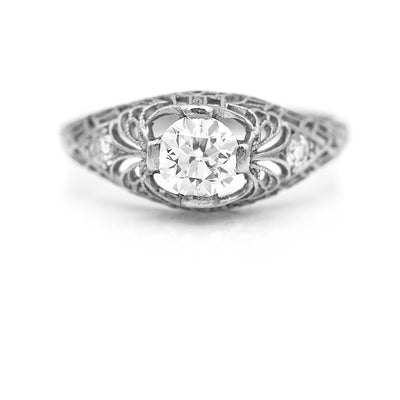 Art Deco .67 CTW Platinum Old European Cut Antique Diamond Engagement Ring