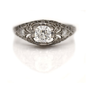 Art Deco .67 CTW Platinum Old European Cut Antique Diamond Engagement Ring