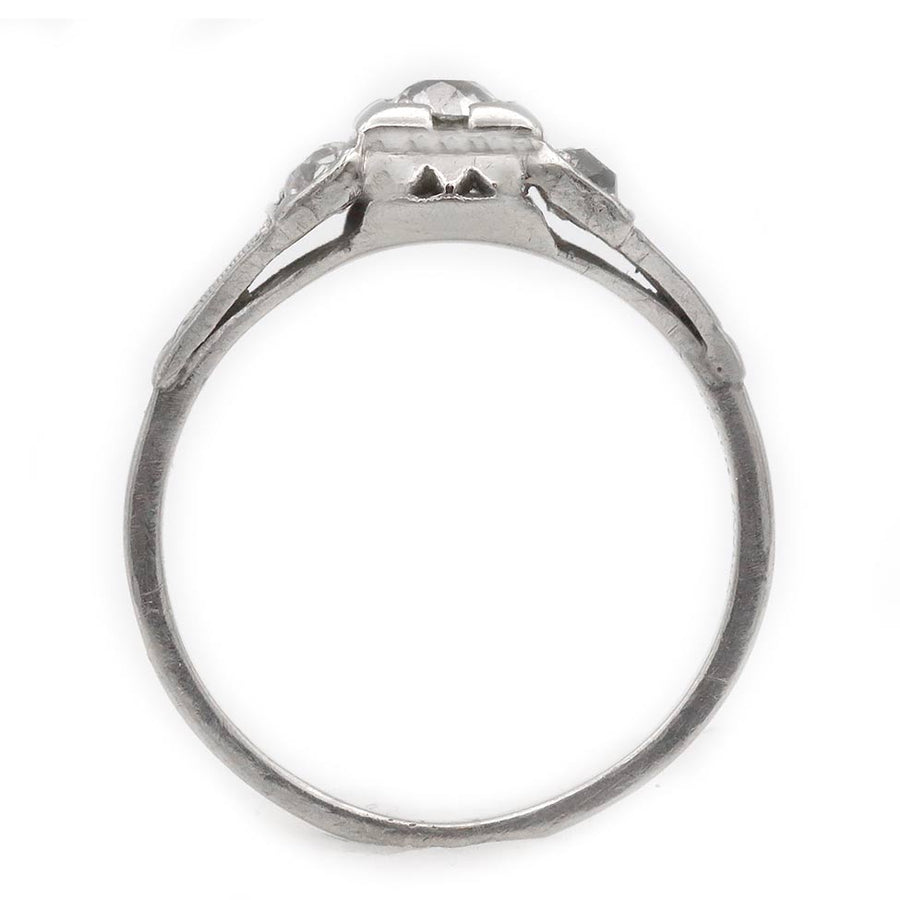 Vintage .25 Ct Old European & Old Mine Cut Diamond Art Deco Engagement Ring in Platinum