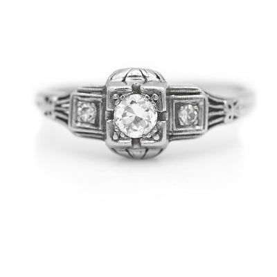 Art Deco .24 CTW  Platinum Three Stone Vintage Engagement Ring