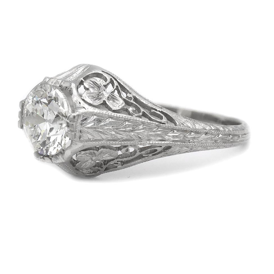 Art Deco 1.06 Ct Old European Cut Diamond Engagement Ring | GIA H/SI2