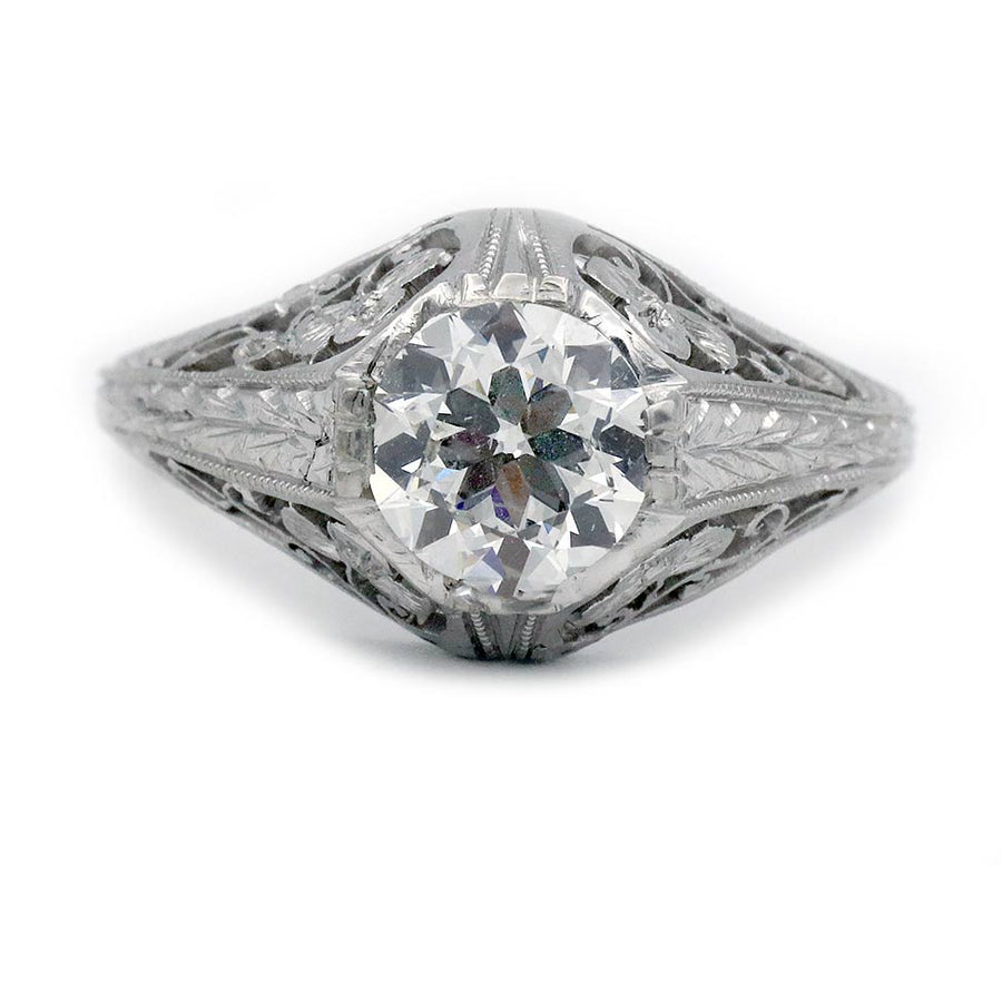 Art Deco 1.06 Ct Old European Cut Diamond Engagement Ring | GIA H/SI2
