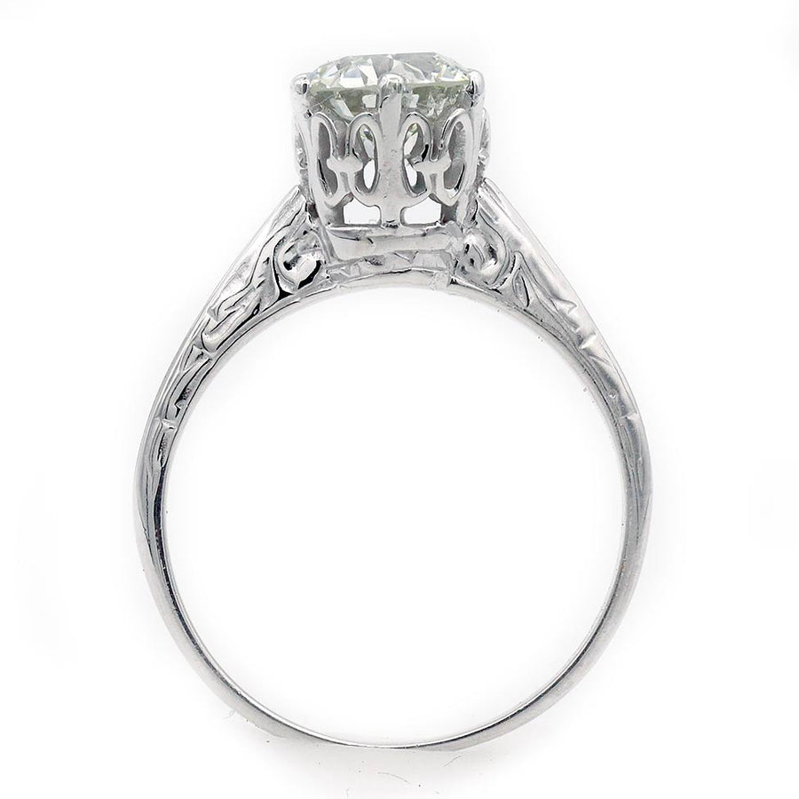 Art Deco Old European Cut Diamond Solitaire Engagement Ring GIA 1.16 Ct K/I1