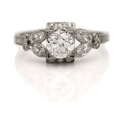 Art Deco 1.37 CTW Old European Cut Diamond Split Shank Vintage Engagement Ring GIA I/VS2