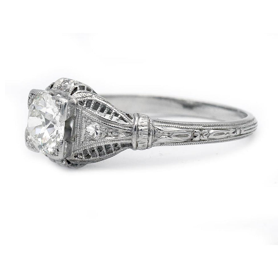 Frazi: .75 Ct Old Mine Cut Diamond Art Deco Engagement Ring (1930s)