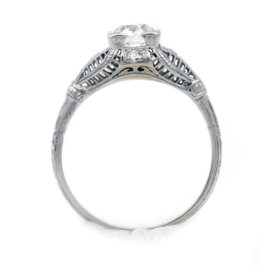Frazi: .75 Ct Old Mine Cut Diamond Art Deco Engagement Ring (1930s)
