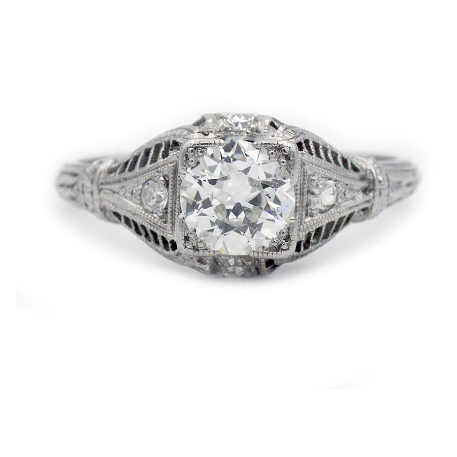 Frazi: .75 Ct Old Mine Cut Diamond Art Deco Engagement Ring (1930s)
