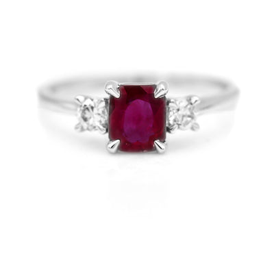 Vintage 1.67 CTW Burma Ruby European Cut Diamond Gemstone Engagement Ring