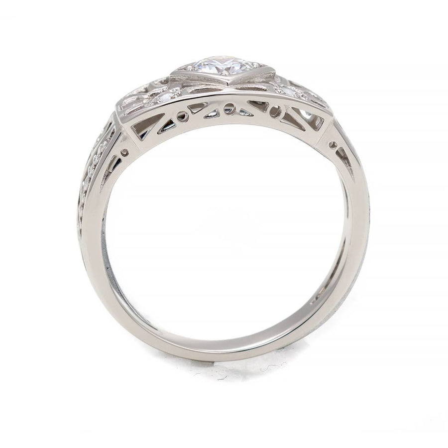 Edwardian .48 CTW Old European Cut Diamond Platinum Antique Engagement Ring
