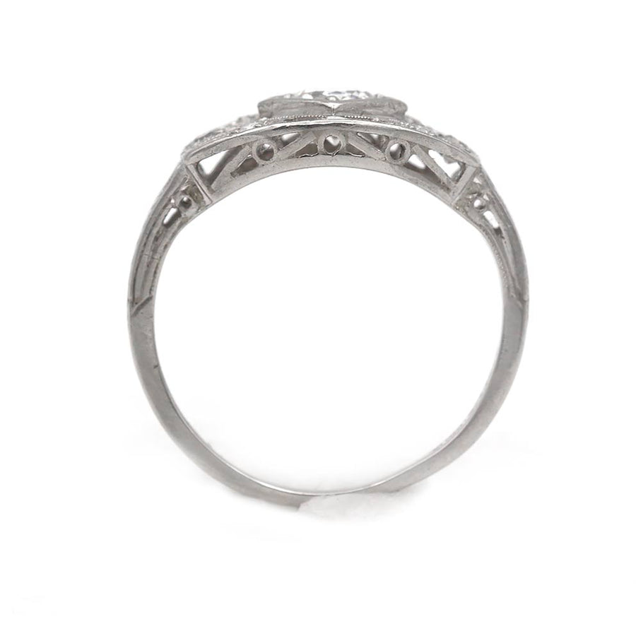 Edwardian .48 CTW Old European Cut Diamond Platinum Antique Engagement Ring