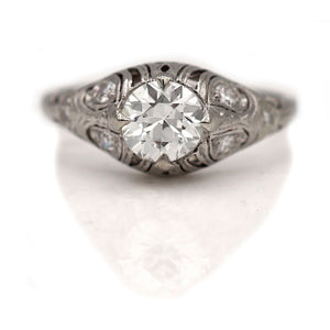 Art Deco .93 CTW European Cut Diamond Antique Engagement Ring GIA I/VS2