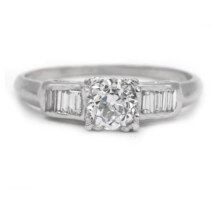Art Deco .79ct GIA H/SI1 Old European Cut Diamond Engagement Ring
