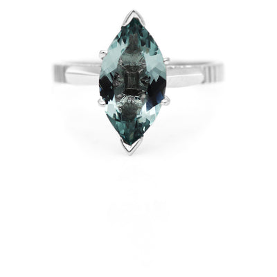 Vintage 2.00 CTW Marquise Aquamarine Solitaire Gemstone Engagement Ring