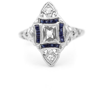 Art Deco 1.50 CTW Aquamarine Sapphire Antique Engagement Ring