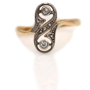 Vintage .15 CTW Toi Et Moi Rose Cut Diamond Dinner Ring