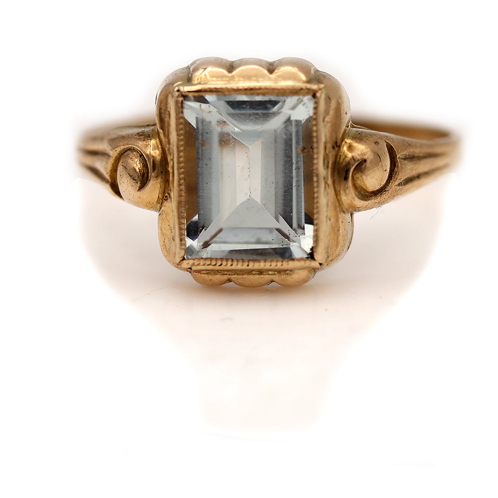 Vintage Bezel Set CTW Square Cut 10 Karat Rose Gold