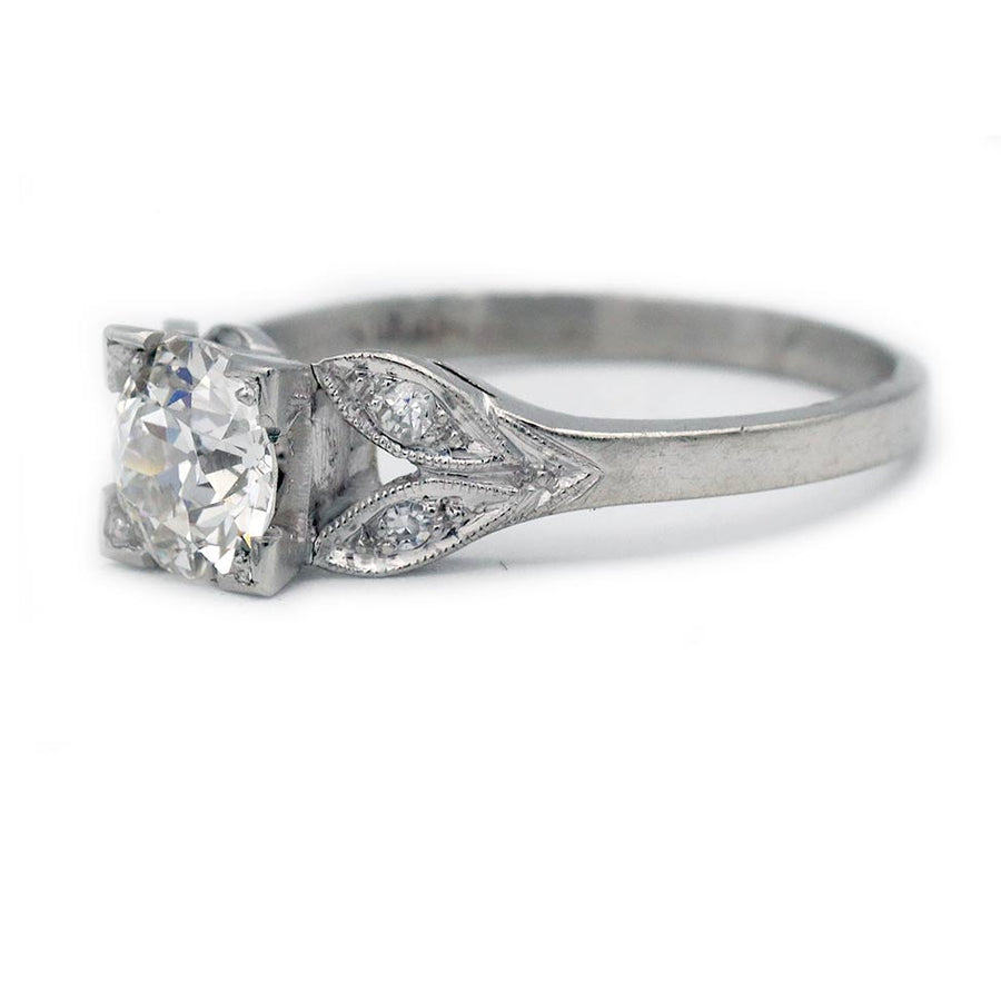 Art Deco .76 Ct Old European Cut Diamond Engagement Ring | GIA Platinum