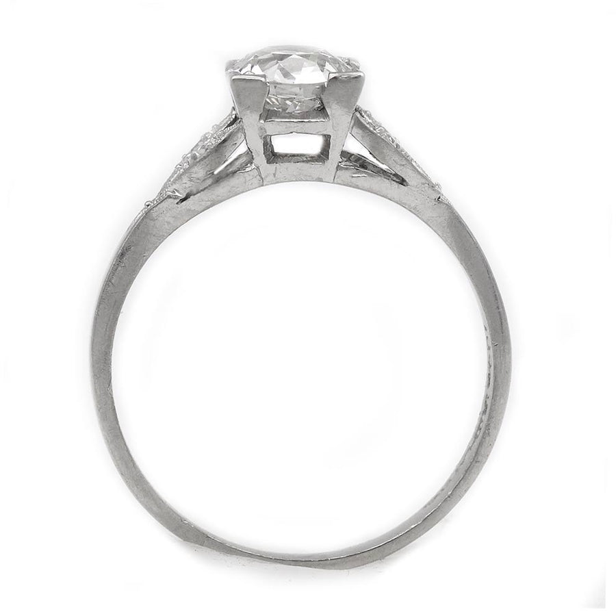 Art Deco .76 Ct Old European Cut Diamond Engagement Ring | GIA Platinum