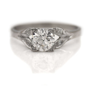 Art Deco .84 CTW Platinum Old European Cut Diamond Vintage Engagement Ring GIA I/VS2