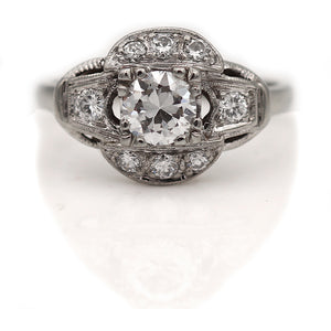 Art Deco 1.16 CTW Old European Cut Diamond Vintage Engagement Ring GIA E/SI1