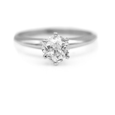 Mid-Century .85 CTW Old Mine Cut Diamond Solitaire Vintage Engagement Ring GIA K/VS2