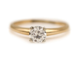 Vintage Solitaire Old European Cut Diamond Engagement Ring .74 Ct GIA J/I1