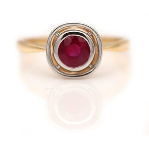 Victorian Style .81 CTW 18 Karat Two Tone Burma Ruby Engagement Ring 