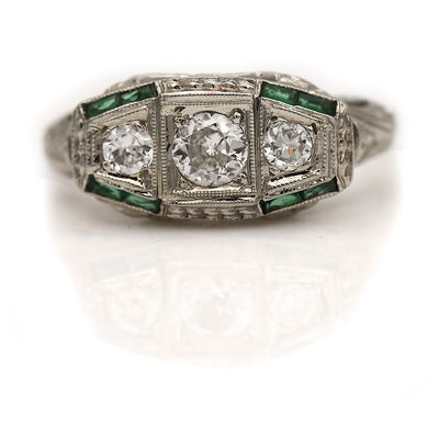 Emerald Engagement Rings - Shop Online | Vintage Diamond Ring