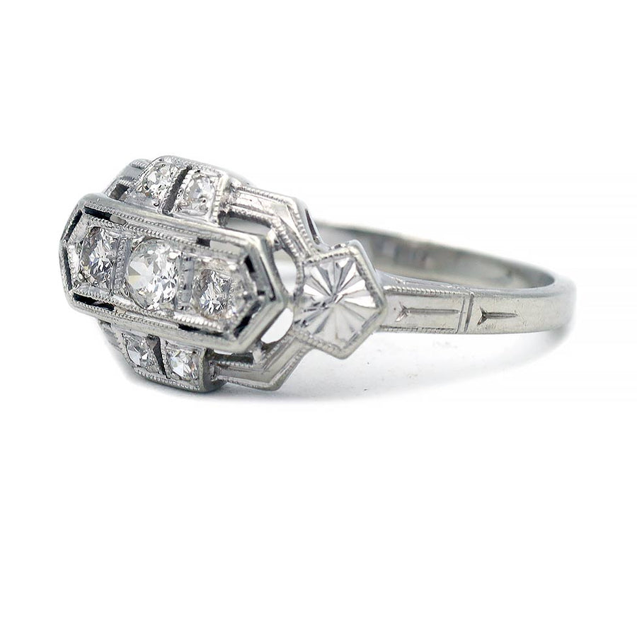 Art Deco .25 CTW 18 Kt Old European Cut Diamond Three Stone Engagement Ring