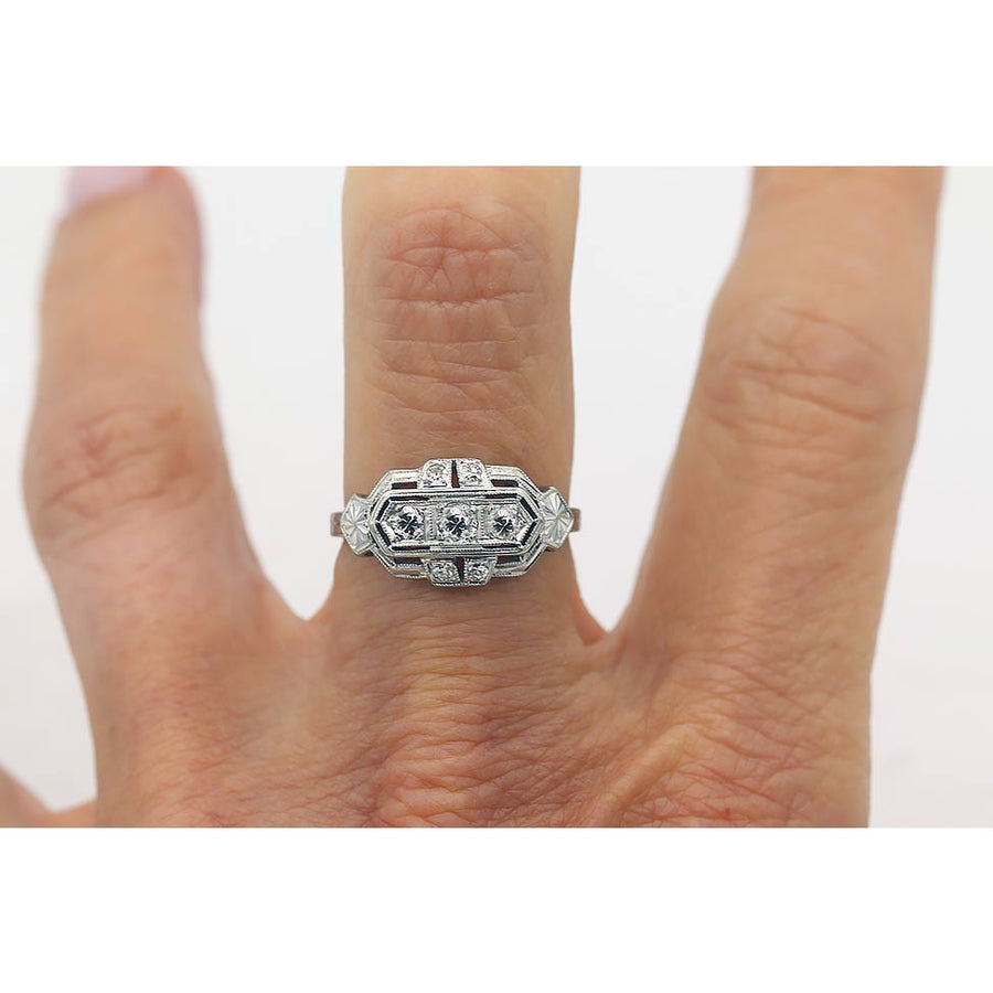 Art Deco .25 CTW 18 Kt Old European Cut Diamond Three Stone Engagement Ring