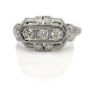 Art Deco .25 CTW 18 Kt Old European Cut Diamond Three Stone Engagement Ring