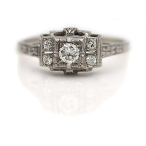 Art Deco .23 CTW 18 Kt Filigree Old European Cut Diamond Antique Engagement Ring