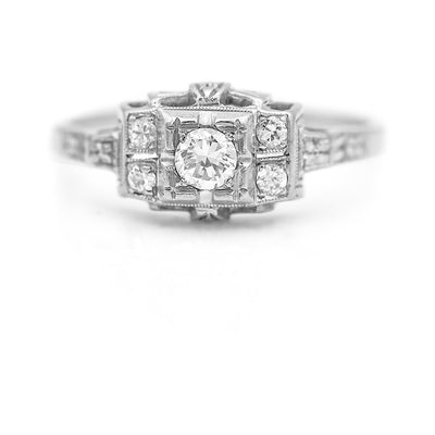 Art Deco .23 CTW 18 Kt Filigree Old European Cut Diamond Antique Engagement Ring