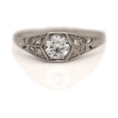 Vintage 1930s Old European Cut Diamond Engagement Ring in Platinum