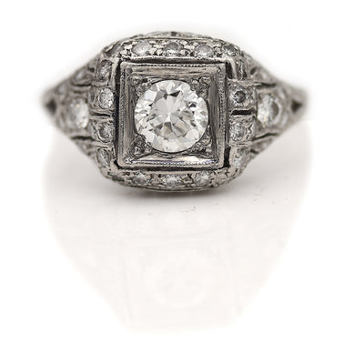 Art Deco 1.53 CTW Old European Cut Diamond Vintage Engagement Ring GIA G/VS2