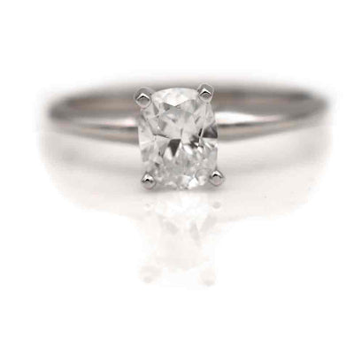Simple Cushion Cut Diamond Engagement Ring .94 Ct GIA H/VS2