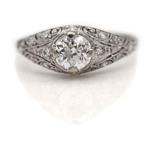 Art Deco Old European Cut Engagement Ring .84 Ct GIA H/VS1